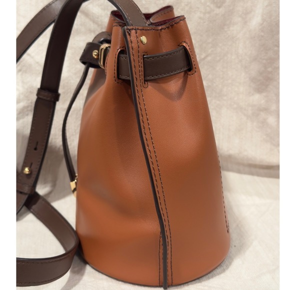 Marc Jacobs Renegade Color Blocked Brown Leather Bucket Bag Crossbody - Picture 14 of 16